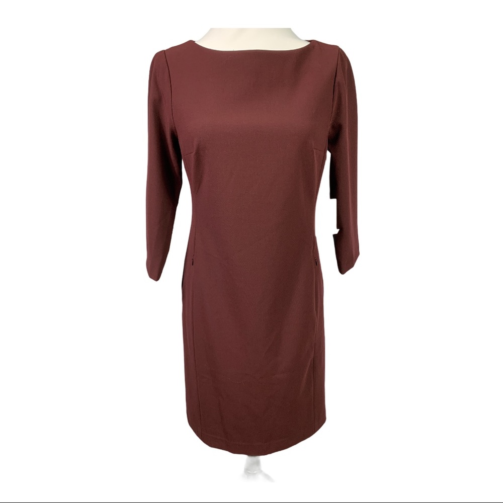 Ann Taylor Maroon Boat Neck Dress Size 0 NWT